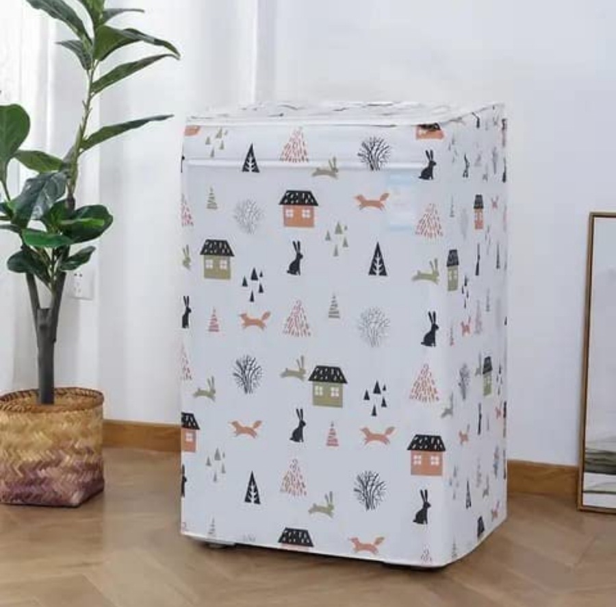 Dust Proof Washing Machine Cover Roller top Dust protection Cover Waterproof Cloth Printing Case TOP Loading Washing Machine Cover Pack of 1 (Multi Print Design)